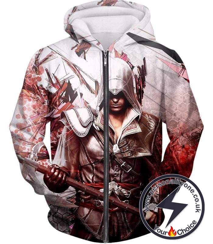 Ultimate Ezio Auditore Cool Action Assassin Hero Graphic Zip Up Hoodie